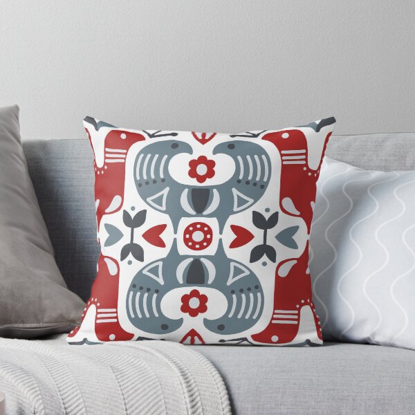 Item preview, Skandinavian blue and red birds pattern designed and sold by PG Illustration.