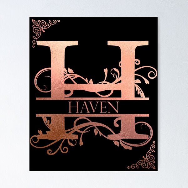 Item preview, Haven Personalized Name Gifts with Beautiful Rose Gold Monogram Letter H. Simply Best Gift Ideas for Haven designed and sold by ArteSquare.