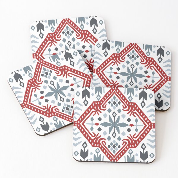 Item preview, Skandinavian nonfigurative traditional red and blue pattern designed and sold by PG Illustration.