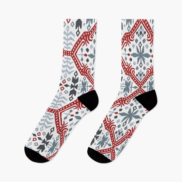 Item preview, Skandinavian nonfigurative traditional red and blue pattern designed and sold by PG Illustration.