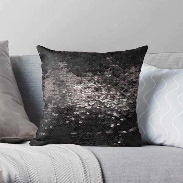 Sequins black glamour bling mask Throw Pillow