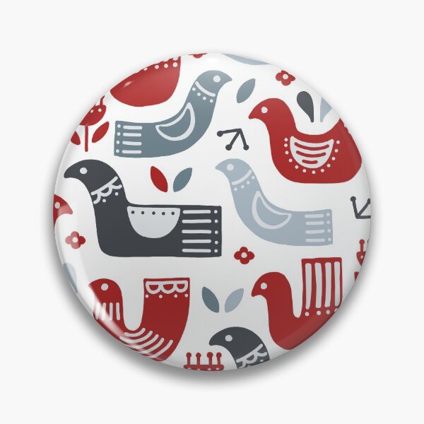 Item preview, Skandinavian bird pattern blue and red traditional designed and sold by PG Illustration.