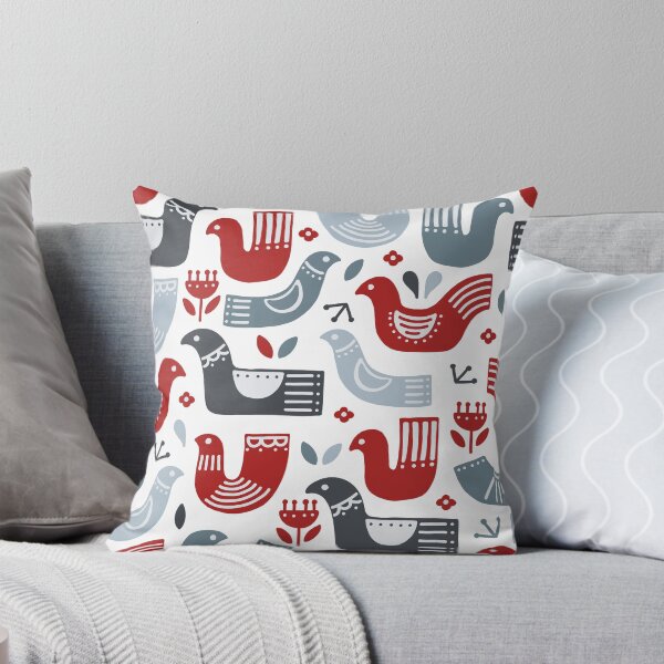 Item preview, Skandinavian bird pattern blue and red traditional designed and sold by PG Illustration.