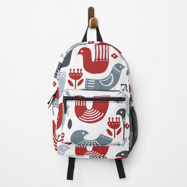 Item preview, Skandinavian bird pattern blue and red traditional designed and sold by PG Illustration.