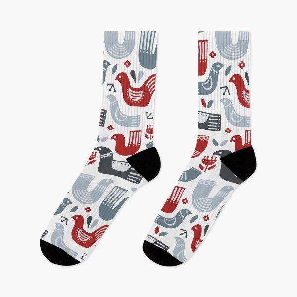 Item preview, Skandinavian bird pattern blue and red traditional designed and sold by PG Illustration.