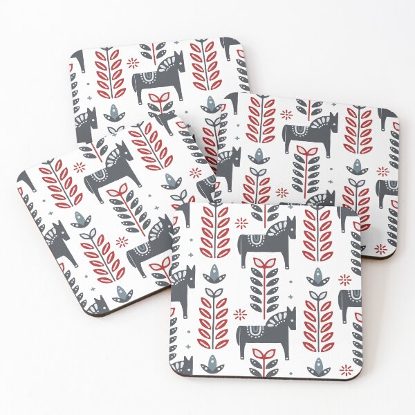Item preview, Scandinavian traditional horse and floral pattern designed and sold by PG Illustration.