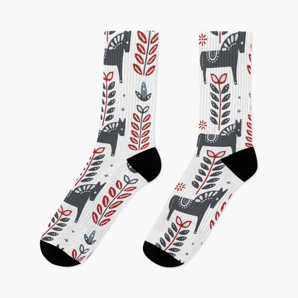 Item preview, Scandinavian traditional horse and floral pattern designed and sold by PG Illustration.