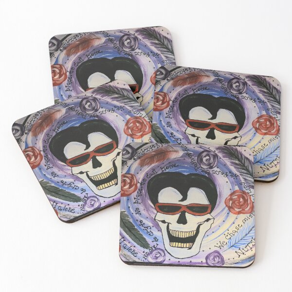 Item preview, Layne Staley Skull tattoo tribute in swirl of roses and feathers designed and sold by Raineylanes.