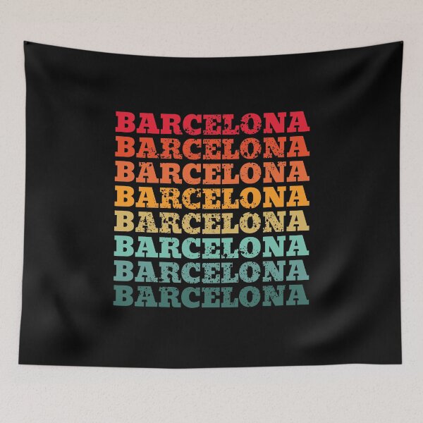 Item preview, Barcelona - repeated retro vintage sunset colors with a distressed design effect designed and sold by Rhu Creations.