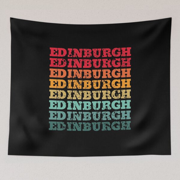 Item preview, Edinburgh - repeated retro vintage sunset colors with a distressed design effect designed and sold by Rhu Creations.