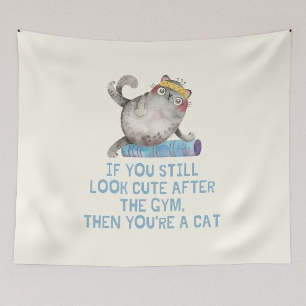 Item preview, Funny - Gym Cat (Ivory) designed and sold by iamwowie.