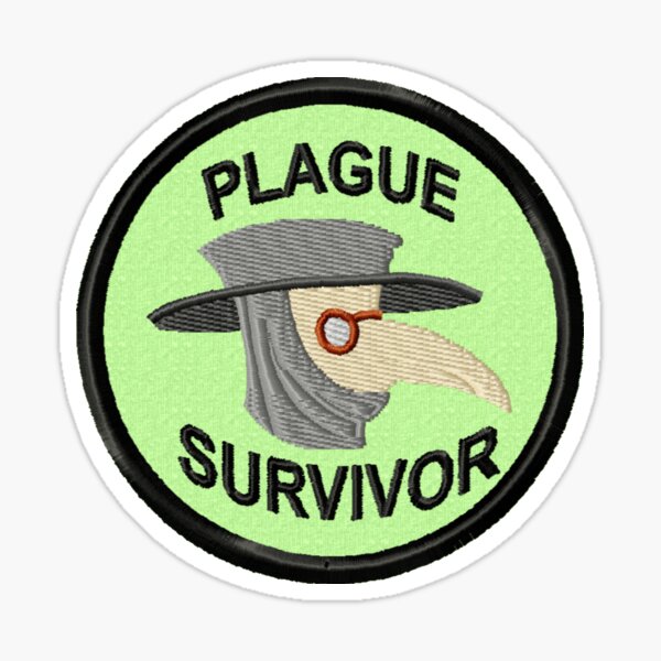Artikel-Vorschau von Plague Survivor Geek-Verdienst-Abzeichen, designt und verkauft von storiedthreads.