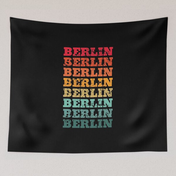 Item preview, Berlin - repeated retro vintage sunset colors with a distressed design effect designed and sold by Rhu Creations.