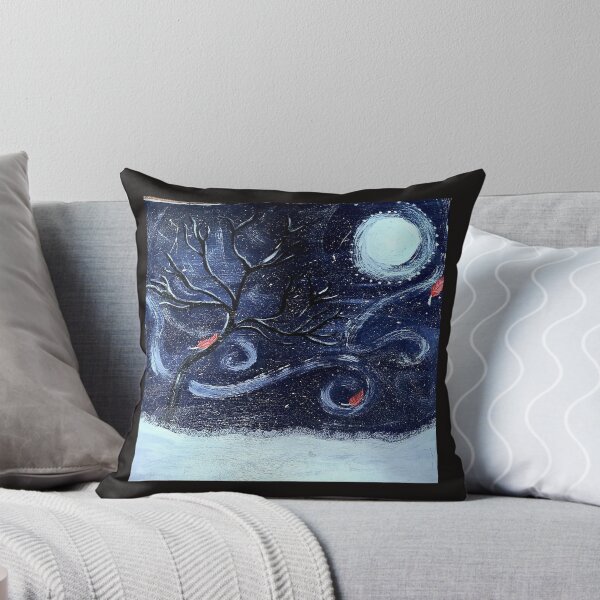 Item preview, Winter night sky with red feathers blowing in the wind designed and sold by Raineylanes.
