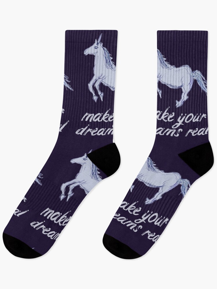 Thumbnail 1 of 5, Socks, Make Your Dreams Real Unicorn designed and sold by DesignsofNote.