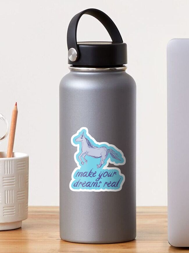 Thumbnail 1 of 3, Sticker, Make Your Dreams Real Unicorn designed and sold by DesignsofNote.