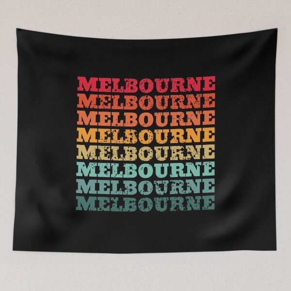 Item preview, Melbourne - repeated retro vintage sunset colors with a distressed design effect designed and sold by Rhu Creations.
