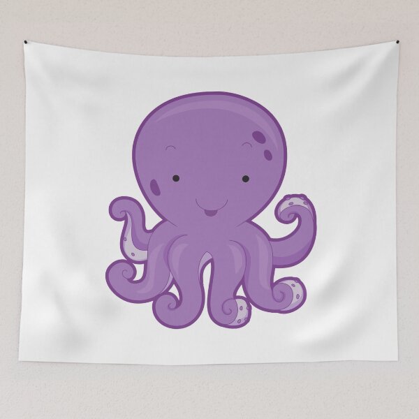 Item preview, cute purple octopus blue ocean sea monster designed and sold by treasure-crafts.