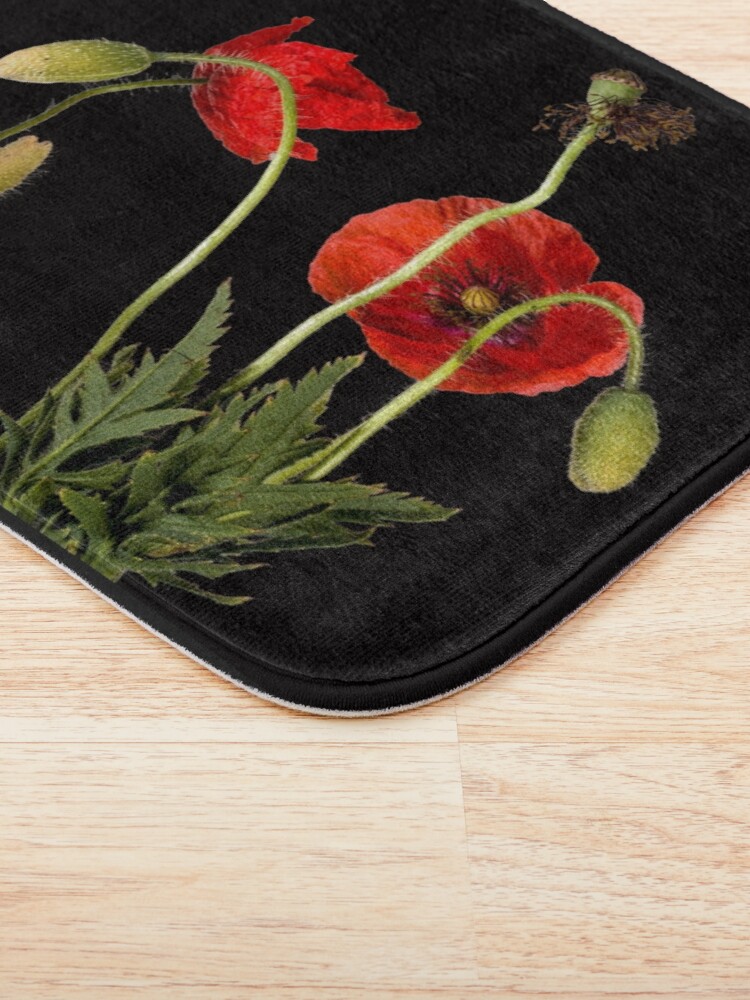Alternate view of Vibrant Red Poppies On Black Bath Mat