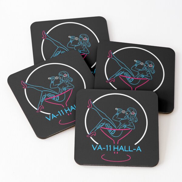 VA-11 Hall-A Neon Sign Coasters (Set of 4)