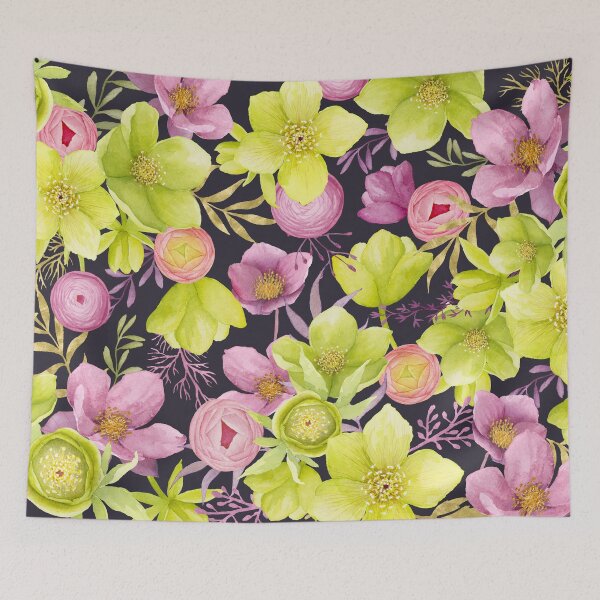 Item preview, Pink and Yellow Green Hellebore Carpet designed and sold by CrossVersion.