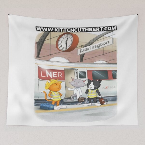 Item preview, CUTHBERT AND FRIENDS BOARDING LNER AZUMA AT DARLINGTON designed and sold by kittencuthbert.