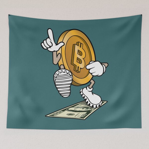 Item preview, Bitcoin Over Dollar Bitcoin stepping on 100 dollar bill, funny crypto defeating fiat designed and sold by Valleyand.