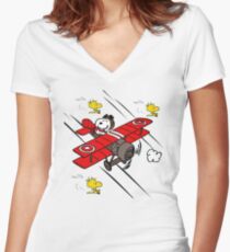 Snoopy Women's Fitted V-Neck T-Shirt