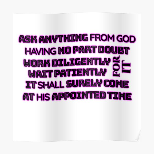 ASK ANYTHING FROM GOD BLACK ON MAGNETA Poster