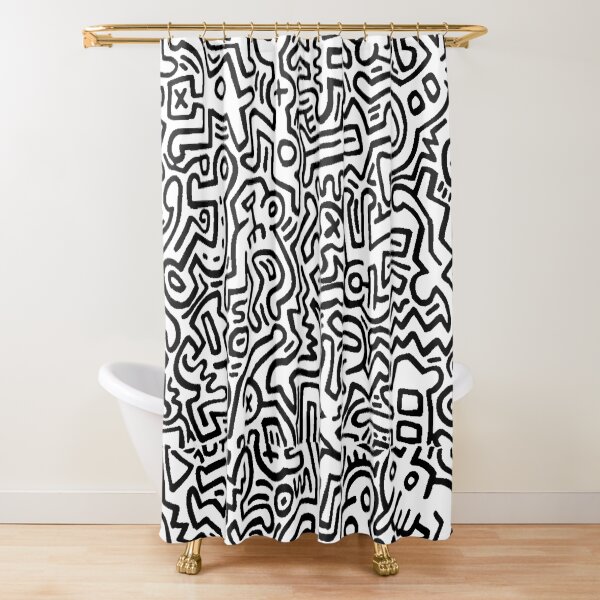 pattern black and white Shower Curtain