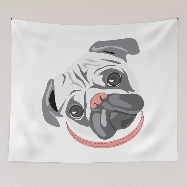 Item preview, Cute pug dog head tilt, illustration drawing designed and sold by Nesdigiart.