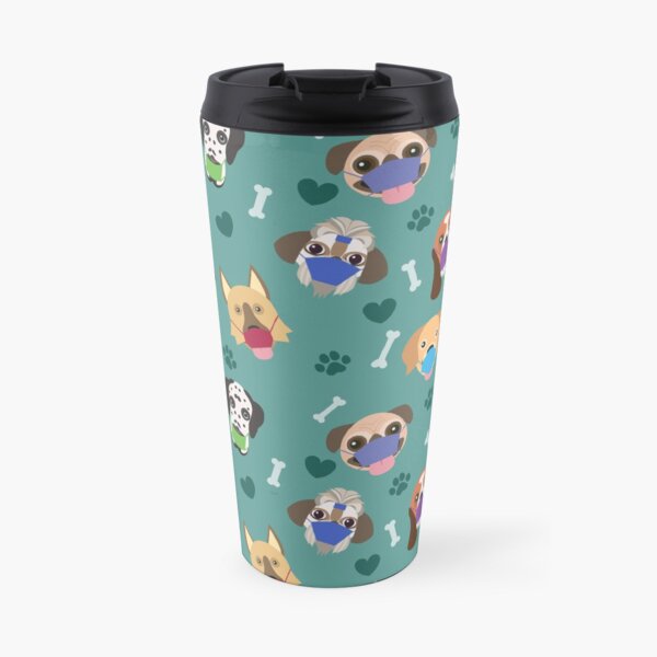Dogs wearing mask pattern Travel Mug