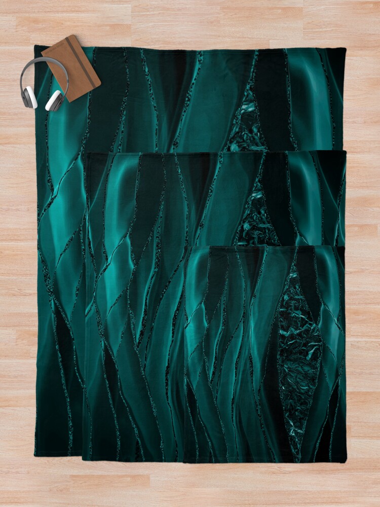 Alternate view of Emerald Green Glamour Marble And Agate Landscapes Throw Blanket