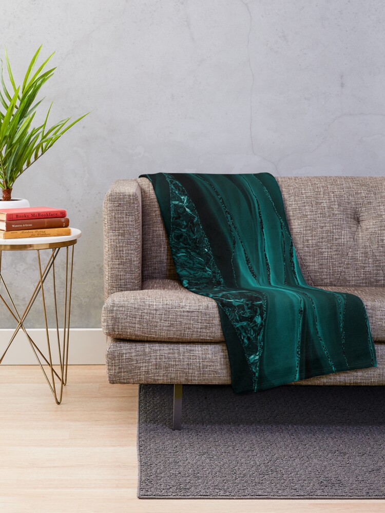 Alternate view of Emerald Green Glamour Marble And Agate Landscapes Throw Blanket