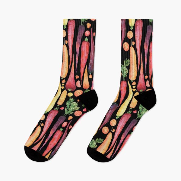 Item preview, Colorful fresh carrots watercolor pattern on black designed and sold by AnjeseAnna.