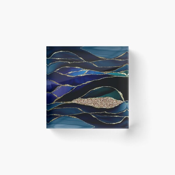 Item preview, Blue And Gold Glamour Faux Marble And Agate Landscapes designed and sold by MysticMarble.