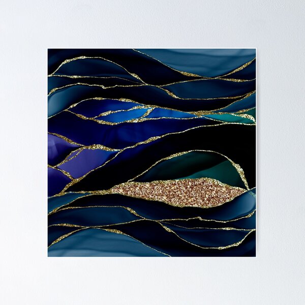 Item preview, Blue And Gold Glamour Faux Marble And Agate Landscapes designed and sold by MysticMarble.
