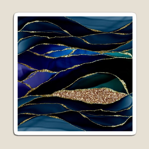 Item preview, Blue And Gold Glamour Faux Marble And Agate Landscapes designed and sold by MysticMarble.