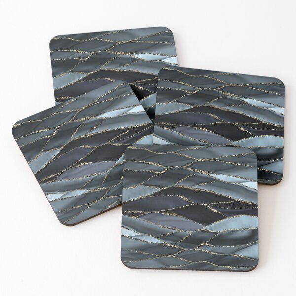 Item preview, Black And Gray Gold Faux Marble Agate landscapes designed and sold by MysticMarble.