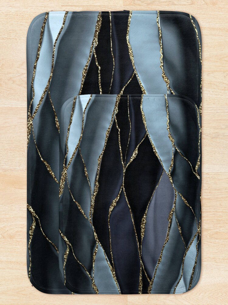 Alternate view of Black And Gray Gold Marble Agate landscapes Bath Mat