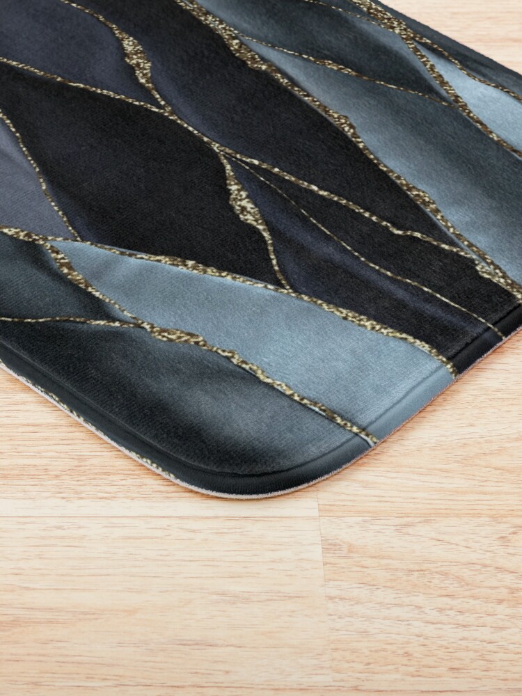 Alternate view of Black And Gray Gold Marble Agate landscapes Bath Mat