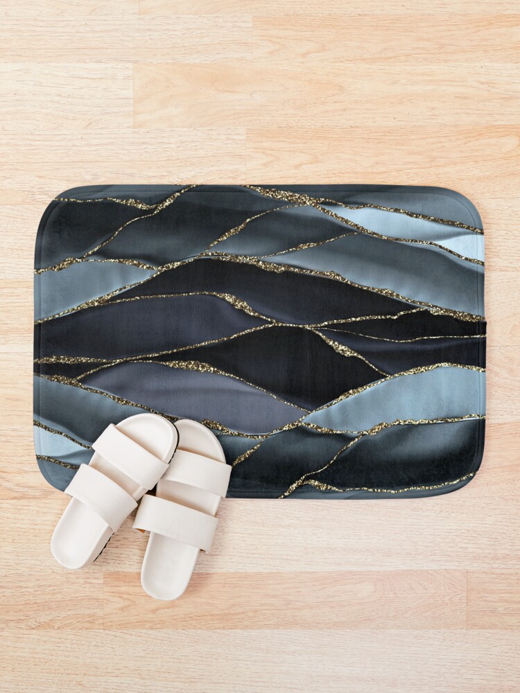 Alternate view of Black And Gray Gold Marble Agate landscapes Bath Mat