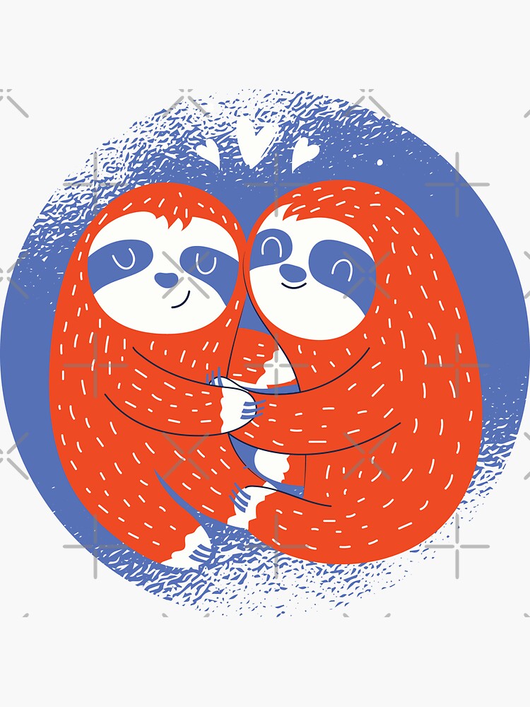 Valentines Day Love Sloths Hugging Sticker For Sale By Jasebro