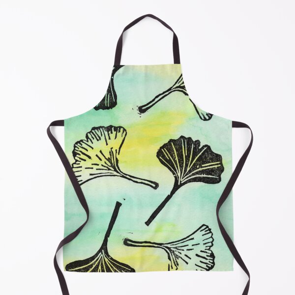 Item preview, Ginkgo biloba block print on watercolour designed and sold by Printables Passions.