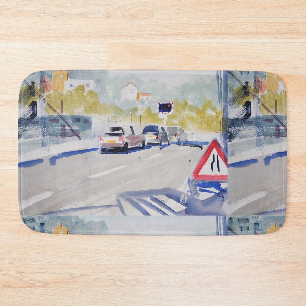 Item preview, Cars waiting to cross a railway line level crossing in Exeter England watercolor painting designed and sold by MikeJory.