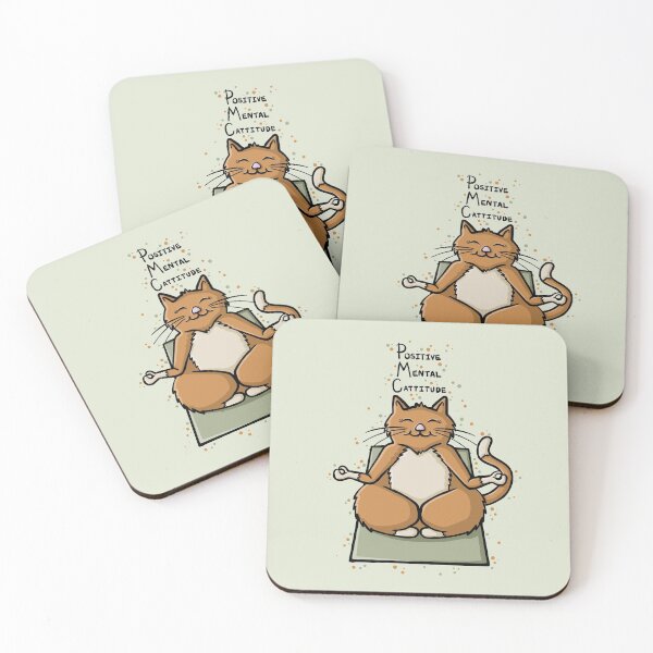 Item preview,  Positive Mental Cattitude Funny Yoga Cat Digital Illustration designed and sold by AlmightyClaire.