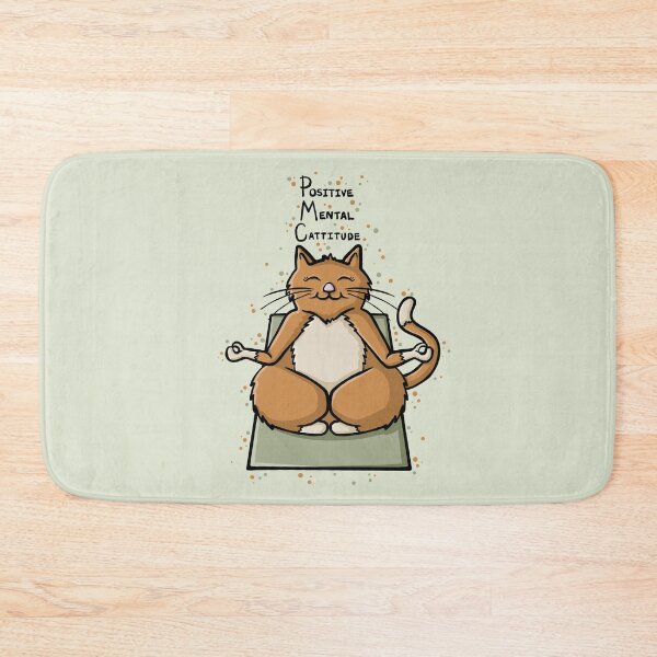 Item preview,  Positive Mental Cattitude Funny Yoga Cat Digital Illustration designed and sold by AlmightyClaire.