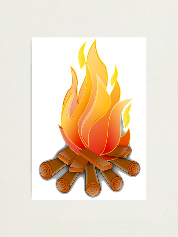 Impression Photo Feu De Camp Feu De Bois Feu Brulure Camping Sur Blanc Par Tomsredbubble Redbubble