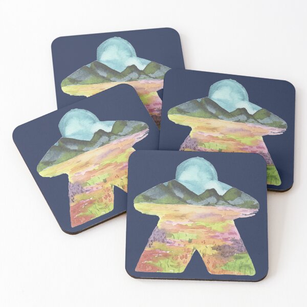 Item preview, Watercolor Meeple Mountain Landscape |  Game Room Décor designed and sold by Zab Butler Design.