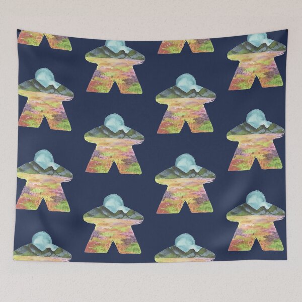 Item preview, Watercolor Meeple Mountain Landscape |  Game Room Décor designed and sold by Zab Butler Design.